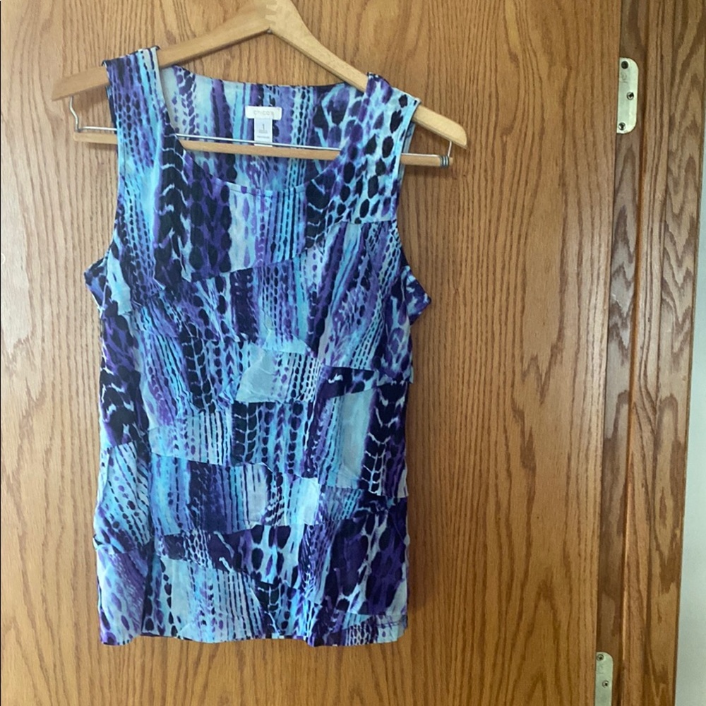 Chico's Blue Sleeveless Fitted Tank Top